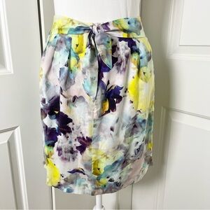 Paul Smith Black Watercolor Floral Abstract Skirt w/Sash Detail- Sz 6